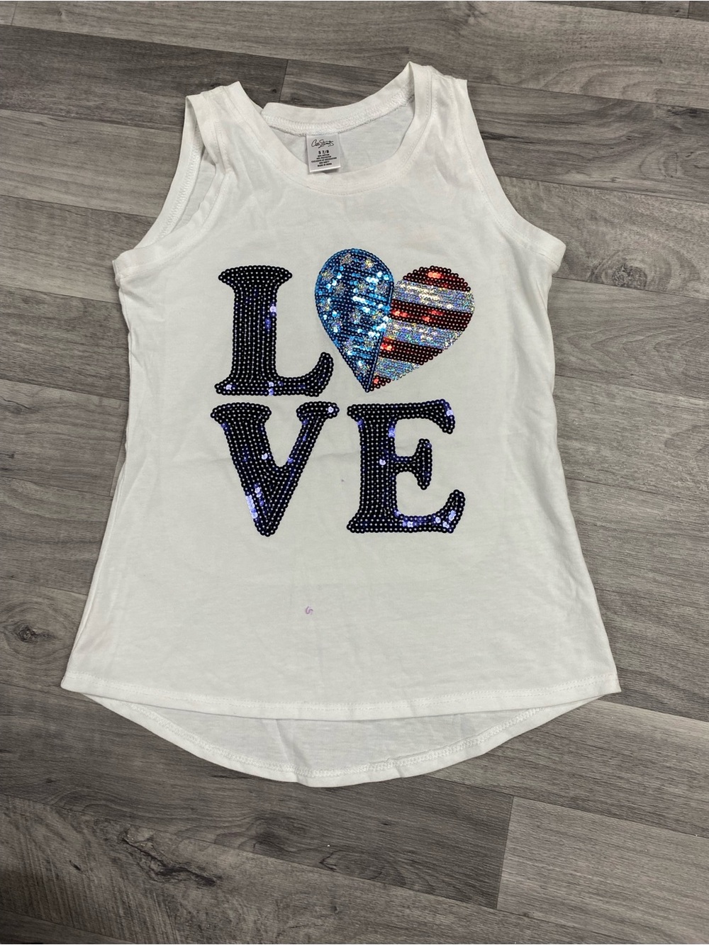 City Streets White Tank Top with Sequin LOVE Heart